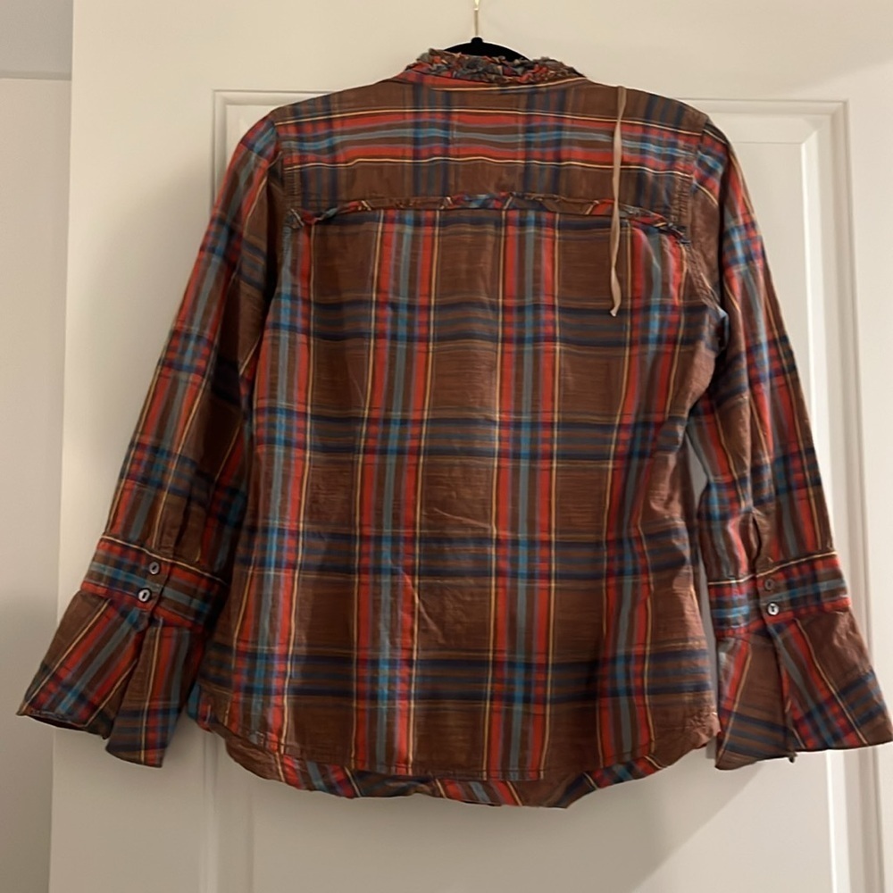 Cino plaid and ruffle button down shirt - Picture 3 of 6